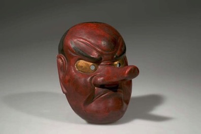 Spirit of Tengu (Long-Nosed Goblin; Japan; Wood, lacquer (red, black), gilt, plaster; American Museum of Natural History, 70.0/ 3644.