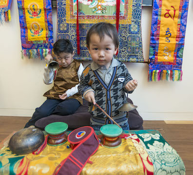 Children were invited to try on traditional Tibetan clothing.