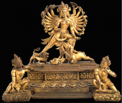 Durga; Nepal; 13th century; Gilt copper alloy; Rubin Museum of Art; C2005.16.11. Currently on view in 