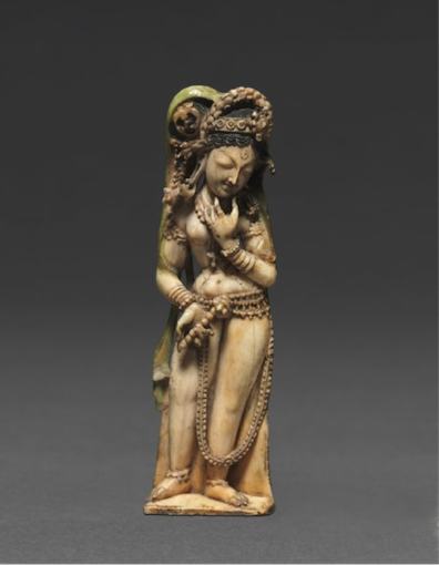 Female Attendant Bearing Lotus; Kashmir; 8th century; Ivory; Cleveland Museum of Art, John L. Severance Fund, 1972.35.1.
