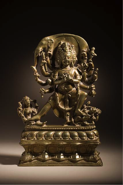 Chakrasamvara; Kashmir, c. 9th-10th century; Leaded brass inlaid with copper; Los Angeles County Museum of Art, From the Nasli and Alice Heeramaneck Collection, purchased with funds provided by Mr. and Mrs. Allan C. Balch M.85.2.4.