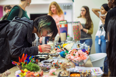 After spending some time in the galleries collecting inspiration from the mask exhibition, teens headed down the street to the Education Center to decorate their own masks. 