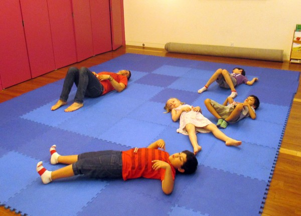 Students learned how to pay attention to their breathing, important techniques in yoga and meditation.