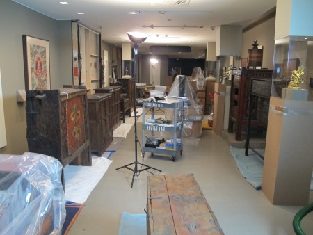 Temporary furniture storage in adjacent gallery