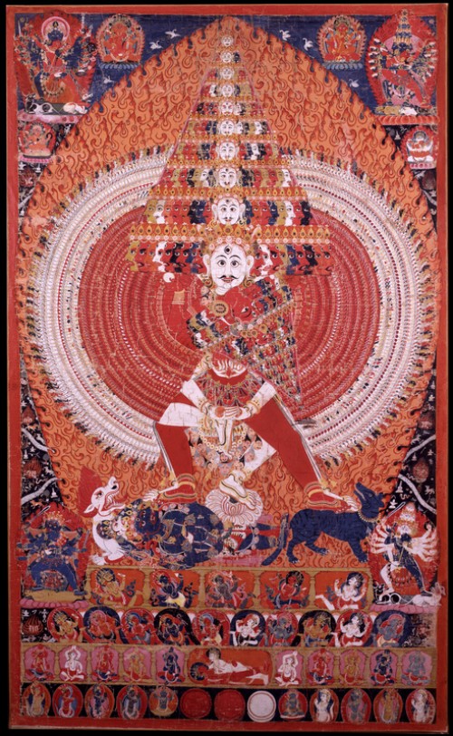 Shiva Vishavarupa, Universal form with Consort; Nepal; mid-19th century; Pigments on cotton; Rubin Museum of Art C2003.20.2 (HAR 65250) 