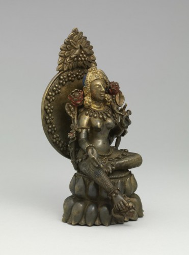 Green Tara Attributed to Choying Dorje (1604-1674) or his workshop Tibet; 17th century Brass with pigments Rubin Museum of Art C2005.16.3a-b (HAR 65425)