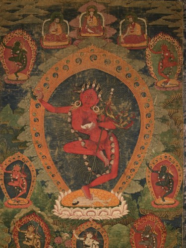 Vajravarahi Bhutan; 18th century Pigments on cloth and silk brocade Rubin Museum of Art C2009.18 (HAR 65858) Exhibitions: * RMA, "Masterworks: Jewels of the Collection" Rotation 2016 