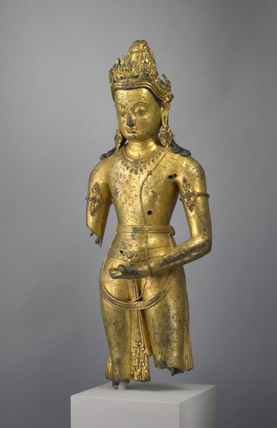 Bodhisattva, Tibet; 12th century, Gilt metalwork, Rubin Museum of Art, C2003.24.1 (HAR 65315)