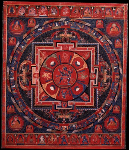 Mandala of Chakrasamvara and Vajrayogini; Ngor Ewam Choden Monastery, Tsang Province, Central Tibet; ca. 1505-1514; Pigments on cloth; Rubin Museum of Art C2001.9.1