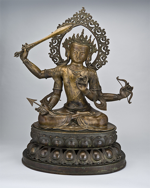 Manjushri Namasamgiti, Tibet; 19th century, Metal alloy, Rubin Museum of Art Gift of Shelly and Donald Rubin, C2013.9a-c