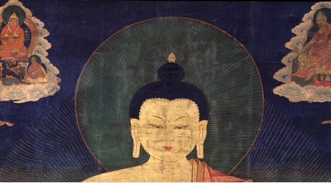 Buddha Shakyamuni; Tibet; 16th Century; Ground Mineral Pigment on Cotton; F1997.1.5 (HAR 39)