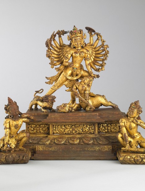 Durga Killing the Buffalo Demon Nepal; 13th century Gilt copper alloy Rubin Museum of Art C2005.16.11 (HAR 65433)