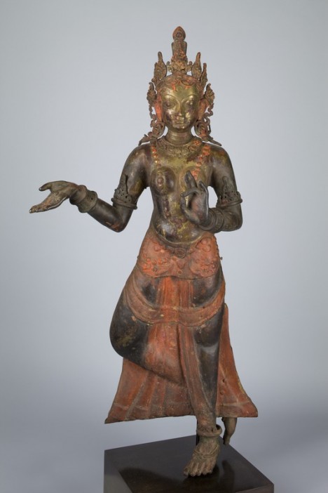 River Goddess Yamuna Nepal; 18th century; Copper with pigments; Rubin Museum of Art; Gift of Shelley and Donald Rubin; C2006.66.631
