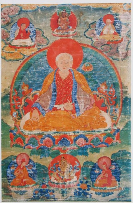 Thankga painting of Sachen Kunga Nyingpo, the third Sakya Trinzin and first of the Five Great Forefathers of the Sakya Tradition. Sachen Kunga Nyingpo Tibet; 18th century Pigments on cloth Rubin Museum of Art C2006.30.2 (HAR 100615)