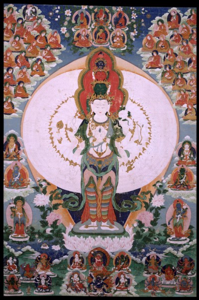 Eleven-Headed, Thousand-Armed Avalokiteshvara; central Tibet; early 20th century (before 1935); pigments on cloth; Rubin Museum of Art, Gift of the Shelley & Donald Rubin Foundation; F1997.1.6 (HAR 40) Eleven-Headed, Thousand-Armed Avalokiteshvara; central Tibet; early 20th century (before 1935); pigments on cloth; Rubin Museum of Art, Gift of the Shelley & Donald Rubin Foundation; F1997.1.6 (HAR 40) 