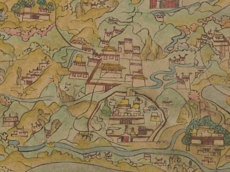 DETAIL: Lhasa with the Jokhang Temple, and Samye Monastery to the south of Lhasa