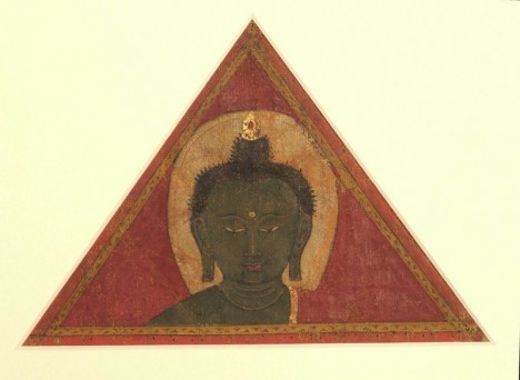 Buddha Amoghasiddhi (fragment, decorative banner) Tibet; 15th century Pigments on cloth Rubin Museum of Art C2006.46.1