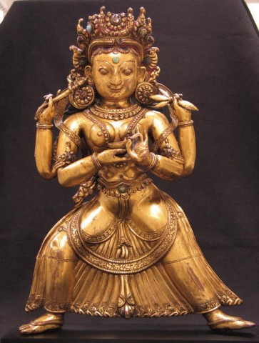 Kaumari Nepal; 17th or 18th century; gilt copper alloy with semiprecious stone inlays; Rubin Museum of Art; C2006.44.1 (HAR 65693)