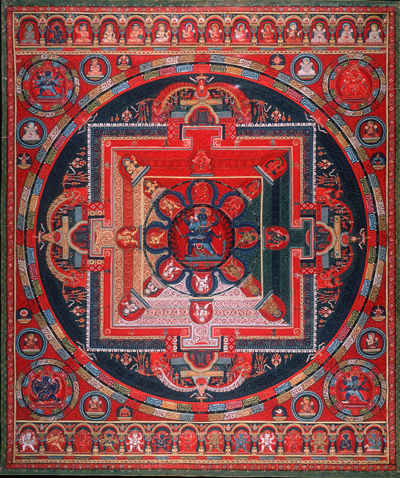 Mandala of Heruka Krishna Yamari; Tsang Province, Central Tibet; 15th century; Mineral pigments on cloth; Rubin Museum of Art; C2005.16.41 (HAR 65464).