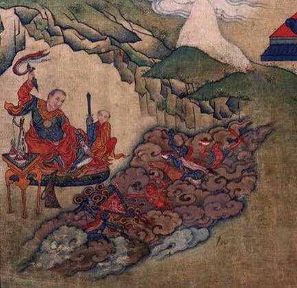 Padmasambhava (detail), Pema Jungne Tibet; 19th century; pigments on cloth; Rubin Museum of Art; C2002.19.1 (HAR 65094)