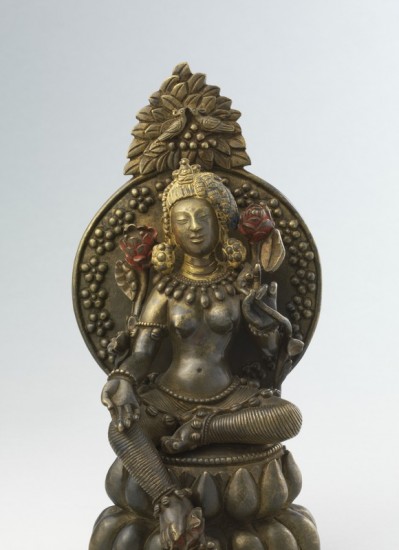 Attributed to Choying Dorje (1604-1674) or his workshop; Tibet; 17th century; brass with pigments; Rubin Museum of Art; C2005.16.3a-b (HAR 65425)