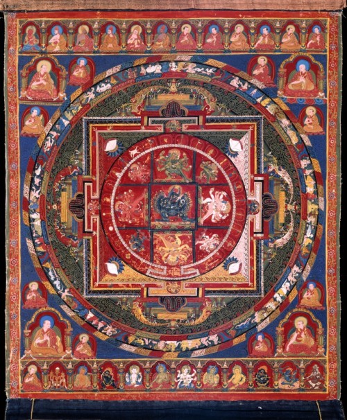 Vajrabhairava Mandala; Ngor Ewam Choden, Tsang Province, Tibet; ca. 1515-1535; pigments on cloth; Rubin Museum of Art, New York C2005.16.40 (HAR 65463)