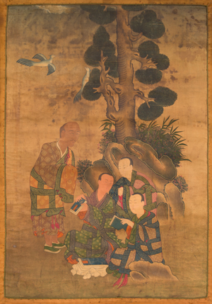 Four Arhats by the Fourteenth Karmapa Tekchok Dorje (1797-1845) or his workshop; Kham Provence, Eastern Tibet; 19th century; Pigments on cloth; Rubin Museum of Art, Gift of Shelley and Donald Rubin; C2012.7.22 (HAR 1101)
