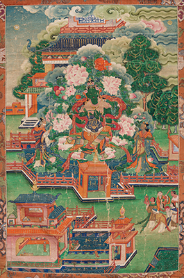 Green Tara; Tibet; 18th/19th century; Ground mineral pigment on cotton; Rubin Museum of Art; Gift of Shelley and Donald Rubin; C2006.66.389 (HAR 832)