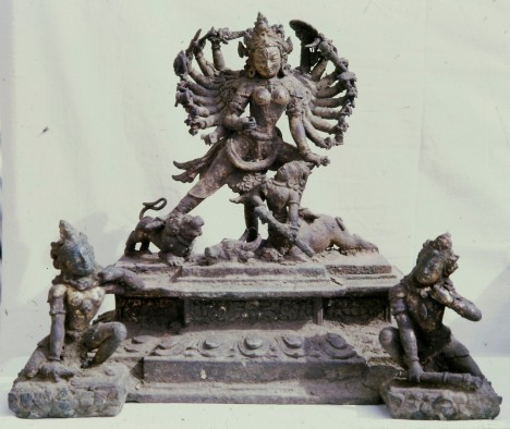 The Durga Mahisasuramardini sculpture before cleaning and conservation. Photo provided by Mary Slusser.