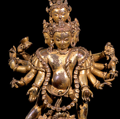 Bhairava; Nepal; 13th or 14th century; Copper alloy with inlays of semiprecious stones; Rubin Museum of Art; C2003.33.1 (HAR 65256)