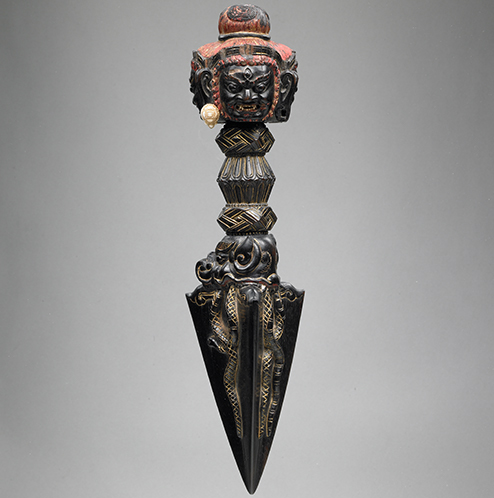 Purba with Three Faces of Vajrakila Buddha; Tibet; 17th century; Ebony, ivory with pigments; Rubin Museum of Art; Gift of Carlton and Holly Rochell in honor of Donald Rubin; C2005.3.1 (HAR 65390).