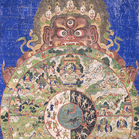 Wheel of Life; Tibet; 19th century; pigments on cloth; Rubin Museum of Art; Gift of Shelley and Donald Rubin; C2006.66.131 (HAR 78)
