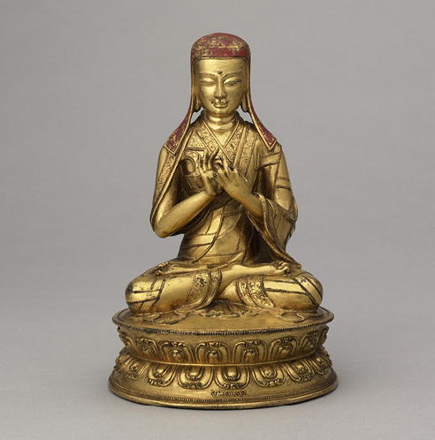 Sakya Pandita Kunga Gyeltsen (1182-1251); Tibet; 16th century; gilt copper alloy with pigments; Rubin Museum of Art; C2005.16.37 (HAR 65460)