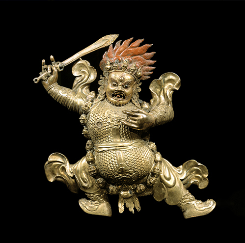 Protector Begtse Chen; Mongolia; late 18th-early 19th century; gilt copper alloy with pigments; Rubin Museum of Art; C2005.12.3 (HAR 65414)