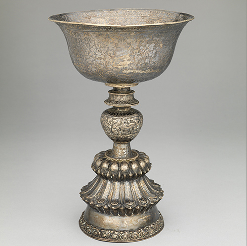Butter Lamp; 18th century; Metal, silver; Rubin Museum of Art; Gift of Ralph Redford; C2008.27 (HAR 57010)