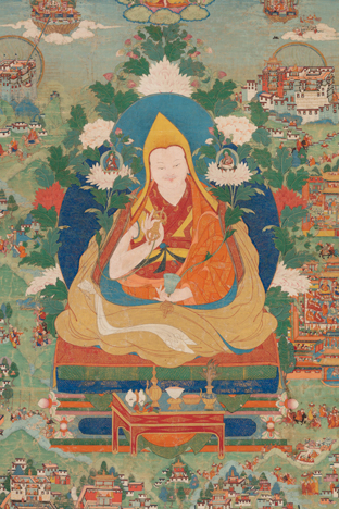 Scenes from the Life of the Fifth Dalai Lama (1617-1682); Tibet; 18th century; pigments on cloth; Rubin Museum of Art; C2003.9.2 (HAR 65275)