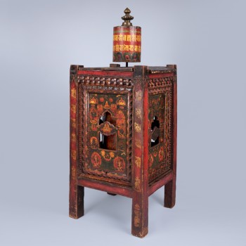 Prayer Wheel Tibet; 19th-20th century; Wood, metal, and pigments; Rubin Museum of Art; Gift of Thomas Isenberg; SC2010.32a-h