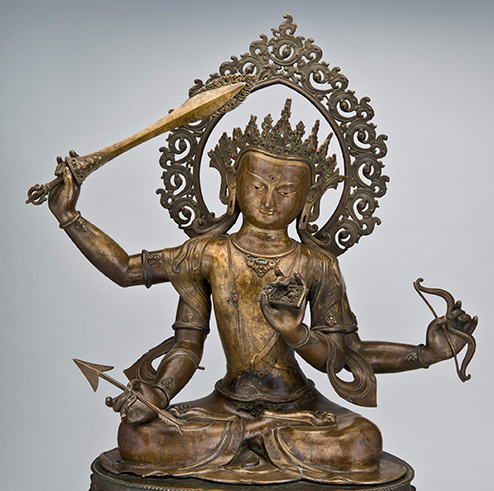 Manjushri Namasangiti; Tibet; 19th century; metal alloy; Rubin Museum of Art; gift of Shelley and Donald Rubin; C2013.9a-c 