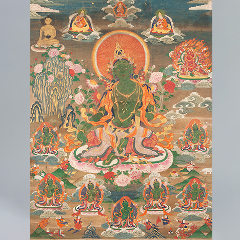 Green Tara Protectress from Eight Fears Tibet; 19th century Pigments on cloth Rubin Museum of Art Gift of Shelley and Donald Rubin C2012.4.7 (HAR 53406)