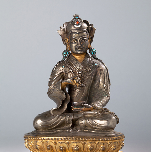 Padmasambhava; Tibet; 15th century; metalwork with turquoise and coral inlay; Rubin Museum of Art; C2005.16.36 (HAR 65459)