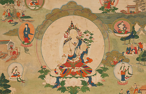 White Tara; Eastern Tibet; 19th century; Ground mineral pigment on cotton; Rubin Museum of Art, C2006.66.524