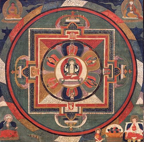 Mandala of Four-Armed Avalokiteshvara; Tibet; 18th century; pigments on cloth; Rubin Museum of Art; gift of Shelley and Donald Rubin; C2006.66.224