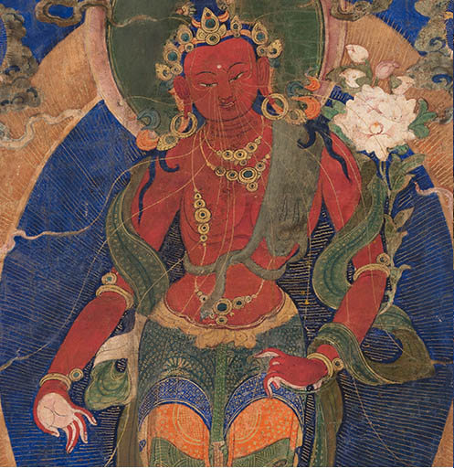 The Red All-Seeing Lord; Rakta Avalokiteshvara; Tibet; late 18th century; Pigment on cloth; C2005.29.1 (HAR 65564)