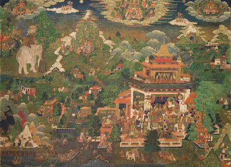 Sacred Earthly Realms and Heavenly Paradises; Central Tibet; 17th century; Pigments on cloth;Rubin Museum of Art, Gift of Shelley and Donald Rubin; C2010.31 (HAR 210)