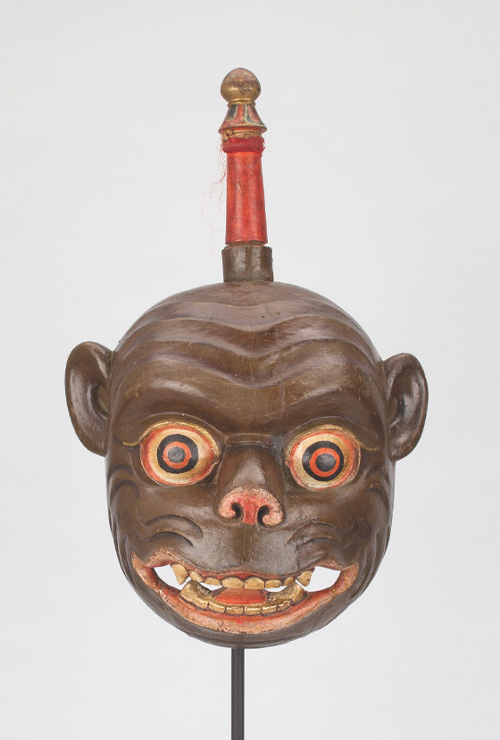 Monkey Mask; Bhutan; ca. 19th century; wood and poly- chrome; Rubin Museum of Art; gift of Bruce Miller and Jane Casey; C2016.1