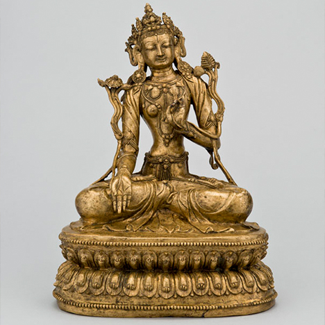White Tara; Tibet; 15th century; brass; Rubin Museum of Art; C2005.16.34 (HAR 65457)