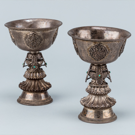 Butter Lamp; Tibet; 18th–20th century; Silver, turquoise; Rubin Museum of Art; C2011.13.8.2