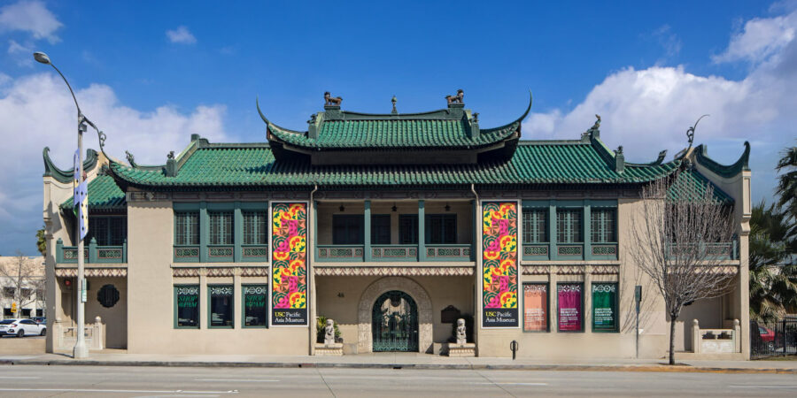 An exterior photograph of the entrance of the USC Pacific Asia Museum