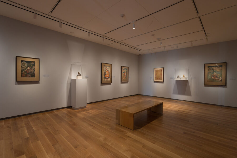 A photograph of an exhibition hall at McMullen Museum of Art in Boston