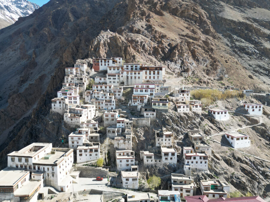aerial view of Karsha Monastery